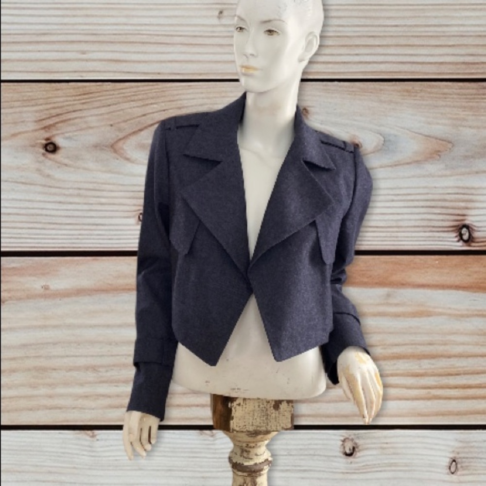 ❄️ Gerald Saks Fifth Ave blue denim flap collar blazer jacket S